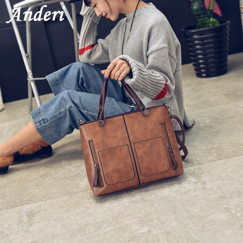 

Anderi Brand fashion Vintage Women Shoulder Bag Female Causal Totes for Daily Shopping All-Purpose High Quality Dames Handbag