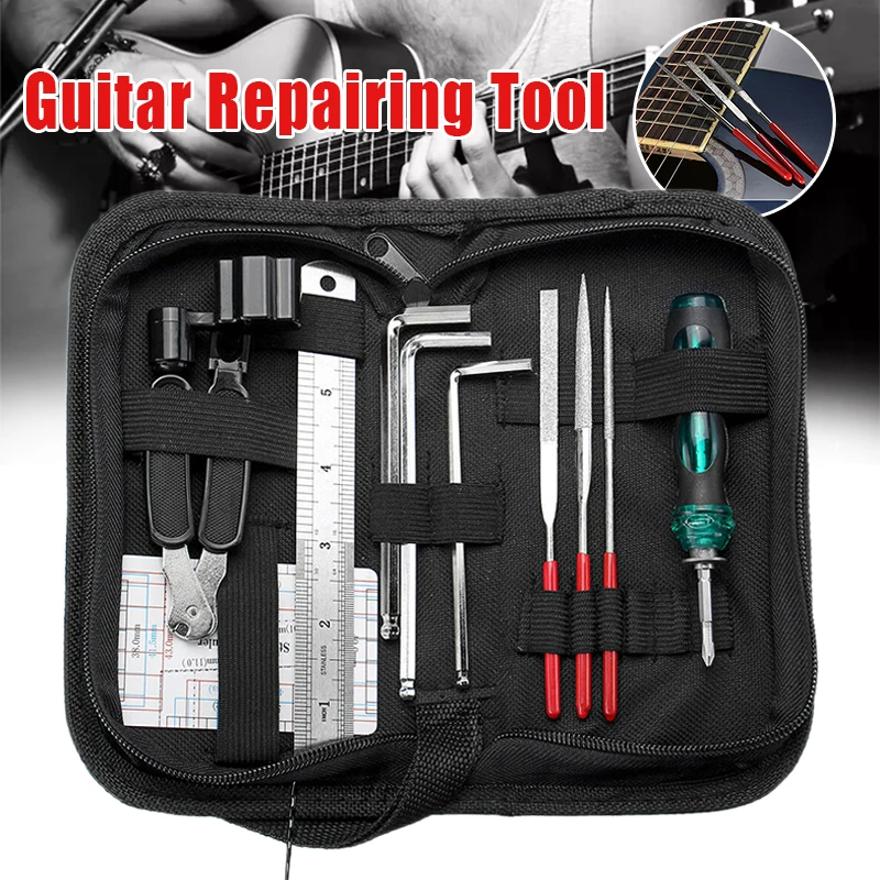 

Instrument Guitar Care Repair Maintenance Tools Full Set Guitar Ruler Pliers Cleaning Tech Kit Accessories
