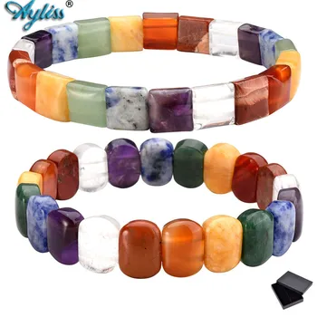 

Ayliss 1pc New Tumble Gem Stone 7 Chakra Bracelet Reiki Balancing Healing Jewelry 10mm Beads Mens Stretch Natural Stone Bracelet