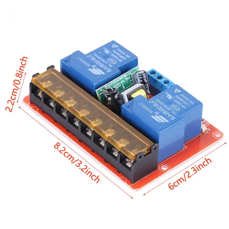 2 канальный релейный модуль AC100V 250V 30A высокомощное канальное реле DC5V высоконизкий