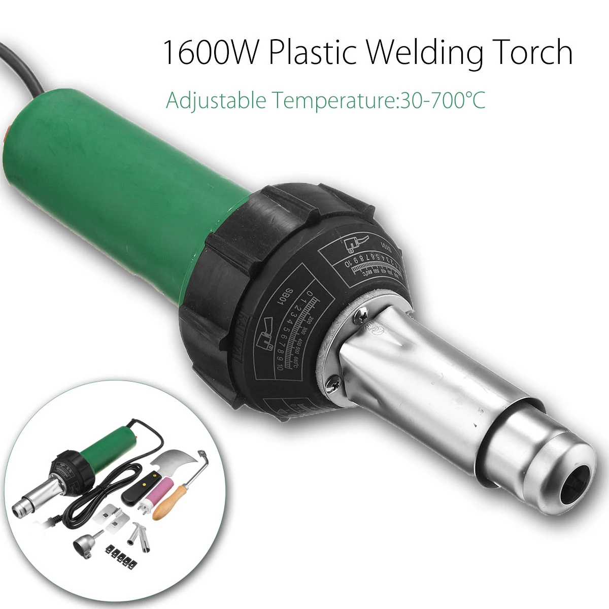 

1600W 50/60HZ 220V Hot Air Plastic Welding Torch Gun Heat Gun With Heating Core Nozzles Welding Tools