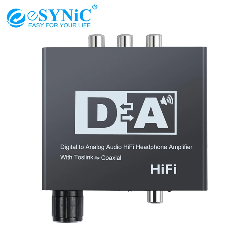 

eSYNiC Digital To Analog Audio Converter 192KHz DAC With Volume Control Toslink To Coaxial And Coaxial To Toslink Switch Adapter