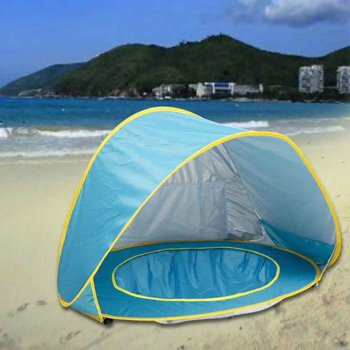 

Blue Waterproof Baby Beach Swimming Tent Outdoor Camping Anti UV Sunproof Automatic Tent With Ball Pool Kids Activity Rest House