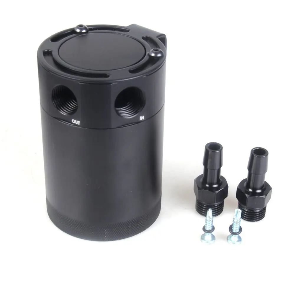 

Universal Compact Baffled Oil Catch Can 2-Port Black Color Perfect in Workmanship Best Replacement