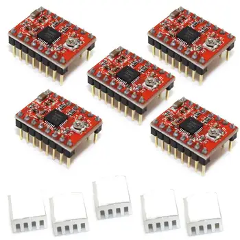 

A4988 Compatible Stepper Stepstick Motor Diver Module With Heat Sink For 3D Printer Controller Ramps 1.4(Pack Of 5Pcs)