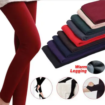 

Newest Women Spring Winter Thick Leggings Solid Color Warm Footless Slim Stretchy Trouser Ladies Girl Skinny Cotton Pants