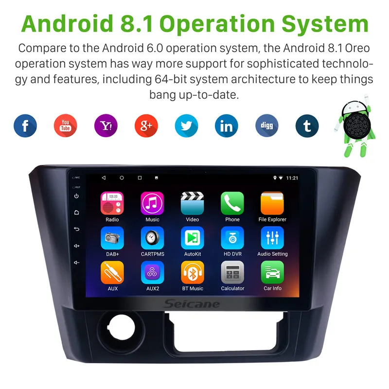 Cheap Seicane 9 " HD 1024*600 Android 8.1/7.1 Car GPS Navigation Radio Multimedia Player For 2014-2016 Mitsubishi Lancer with Wifi 1