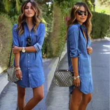 2019 New Brand arrival Women's Blue Mini Dress Jeans Denim T-Shirt Long Sleeve Casual Solid Hot Sale Loose Shirt Mini Dress 2019 New Brand arrival Women's Blue Mini Dress Jeans Denim T-Shirt Long Sleeve Casual Solid Hot Sale Loose Shirt Mini Dress