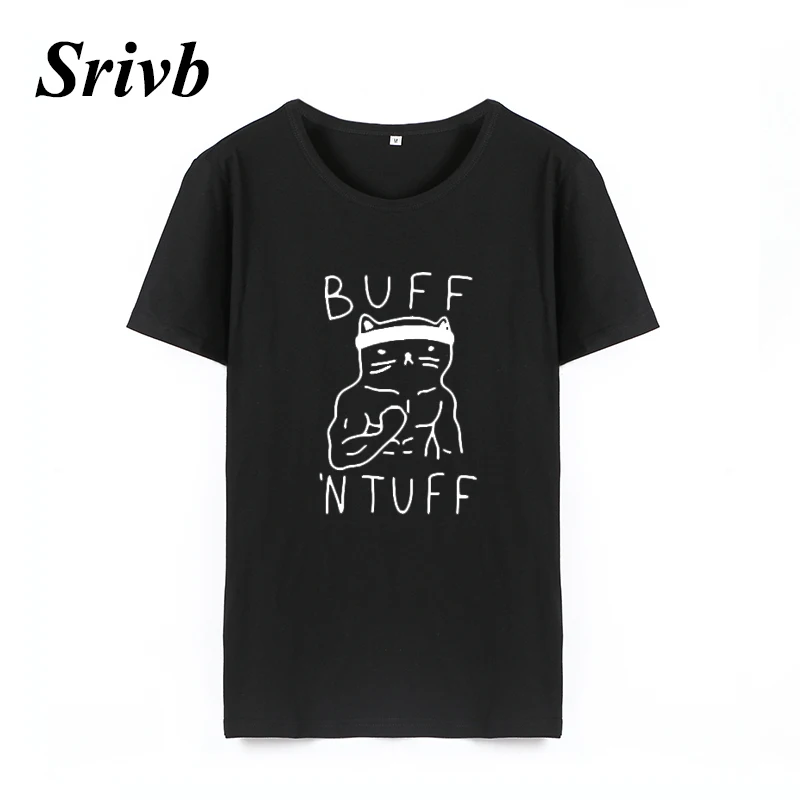Srivb Buff Ntuff летние женские футболки Harajuku черно-белая хлопковая футболка с коротким