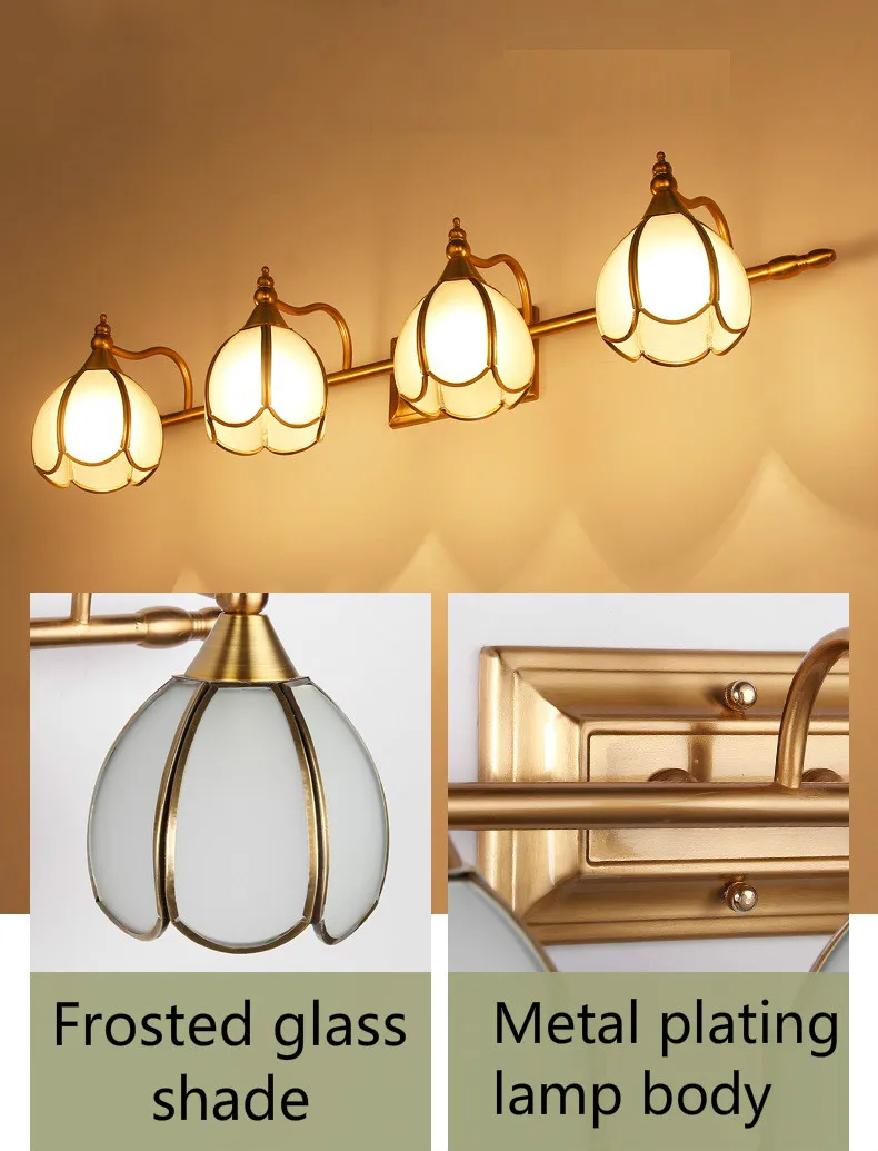 American mirror headlight retro multi head mirror lamp bathroom light