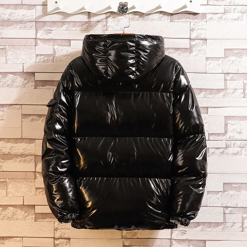 18 New winter men jacket Cotton Clothes Fashion Bread Serve Even Hat Wear High-luminance Color Black Silver Cotton-padded Thick