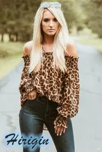 Summer Women T-Shirts 2019 New Sexy Women Leopard Print Long Sleeves Off Shoulder T-Shirt Ruched Tops grey letter one shoulder long sleeves t shirts