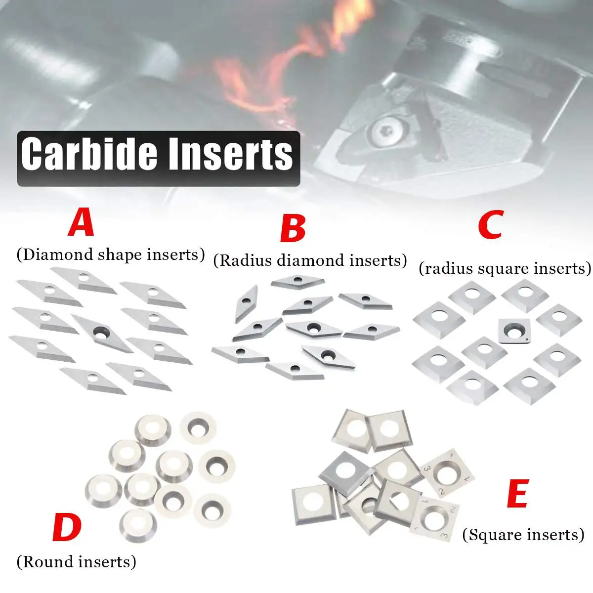New 10pcs Carbide Inserts For Lathe Turning Tool Diamond Shape/Radius