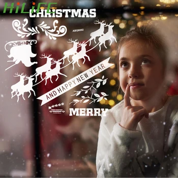 

Glass Window Sticker Snowflake Santa Claus Sled Christmas Wall Decoration Festival Party Supplies Xmas Ornament New Year Pendant