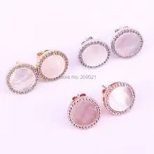 6 пар золото/серебро/розовое золото очарование инкрустированный цирконами круглой формы оболочки серьги гвоздики для женщин ювелирные украшения свадебные серьги подарок