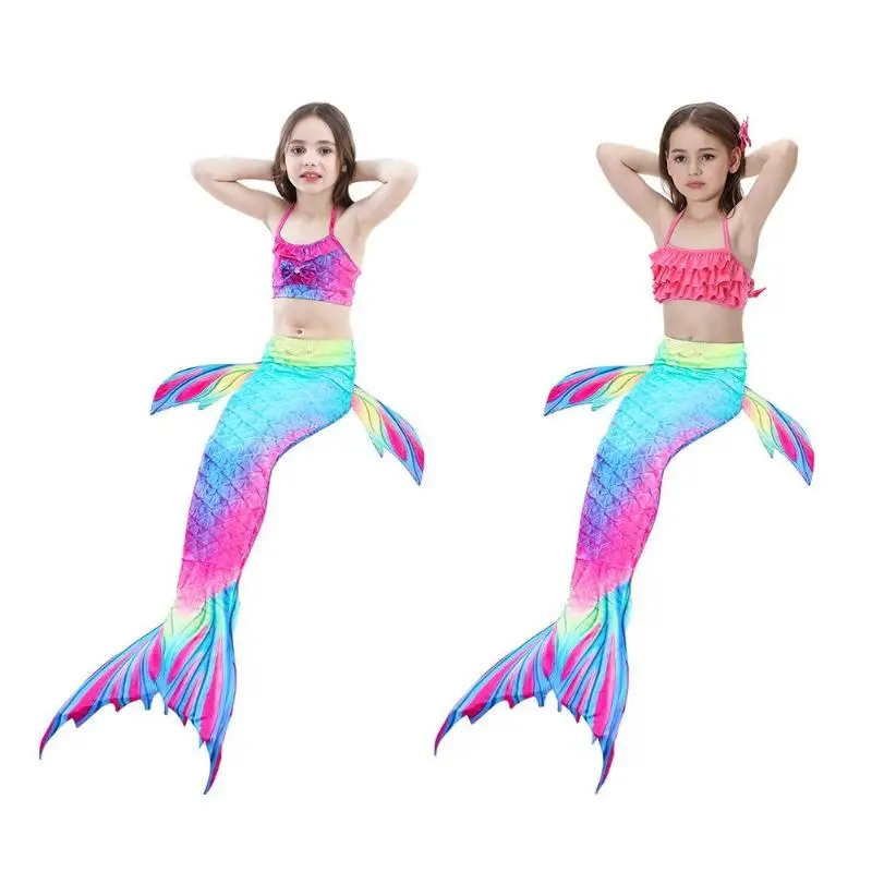 

3PCS/Set HOT Kids Girls Bikini Set Mermaid Tails with Fin Swimsuit Bikini Bathing Suit Dress for Girls Children Beach Cosplay