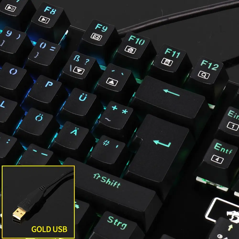 Redragon K556 Немецкая раскладка Механическая игровая Проводная клавиатура коричневый переключатель RGB светодиодный подсветка 104 стандартные клавиши для геймера офиса