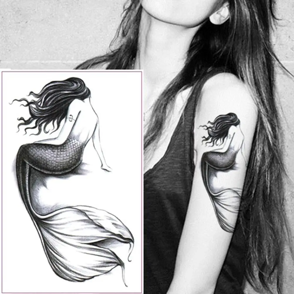 1 Pc Di Modo Temporaneo Tatuaggi Sirena Braccio Impermeabile Temporanea Autoadesivo Del Tatuaggio di Falsificazione Della Ragazza Delle Donne Del Corpo Della Decalcomania di Arte