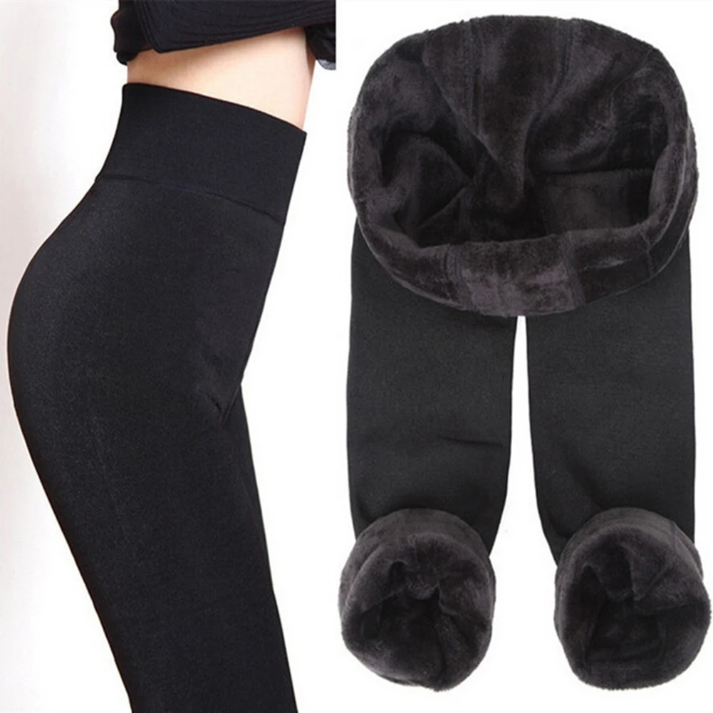 

Solid Color Women's Stretch Thicken Leggings Warm Skinny Pants Footless 35
