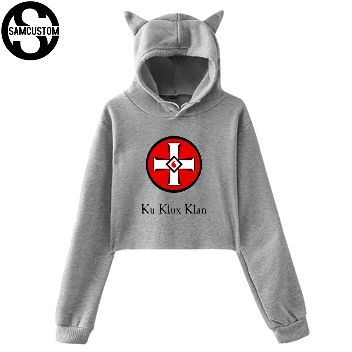 SAMCUSTOM ку Klux Klan логотип 3d принт Женская кошачьими ушками мидриф с длинным рукавом Толстовка сексуальная девушка толстовка для отдыха