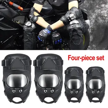 

4PCS/Set Motorcycle Knee Pads Elbow Short Stainless Steel Anti-Fall Summer Riding Protective Gear Guard