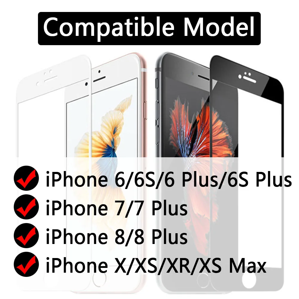 9H закругленные края полное покрытие протектор экрана телефона для iPhone 7 6 6S 8 Plus