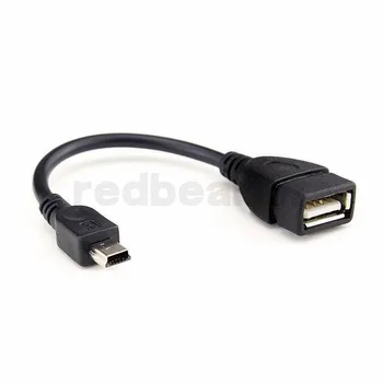 

Mini 5 Pin Male USB to USB 2.0 Female USB OTG Host Extension Cable Black color