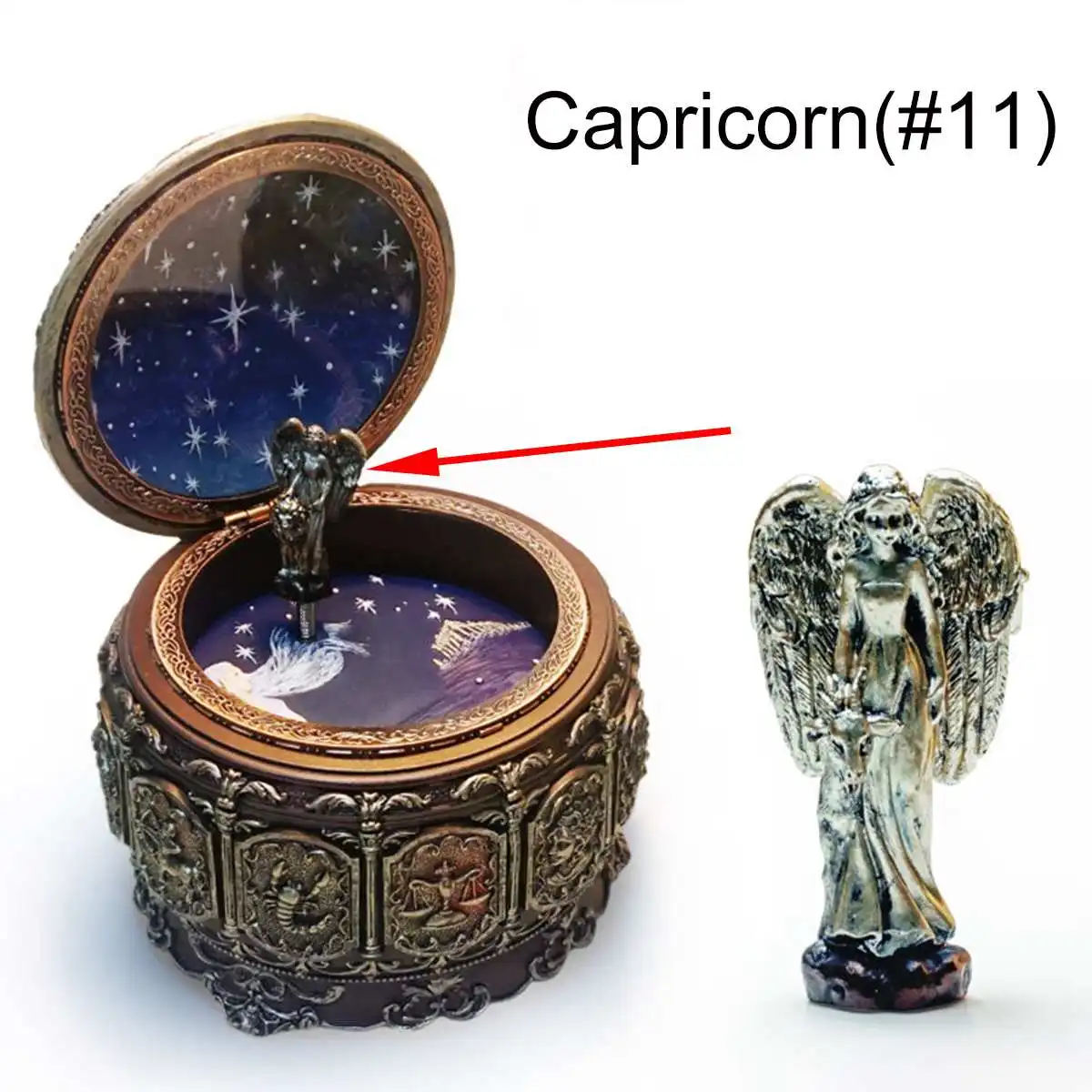 

Vintage Zodiac Luminous Music Box with LED Lights Easter Birthday Valentine's Gift Wedding Home Decoration 12 Constellations