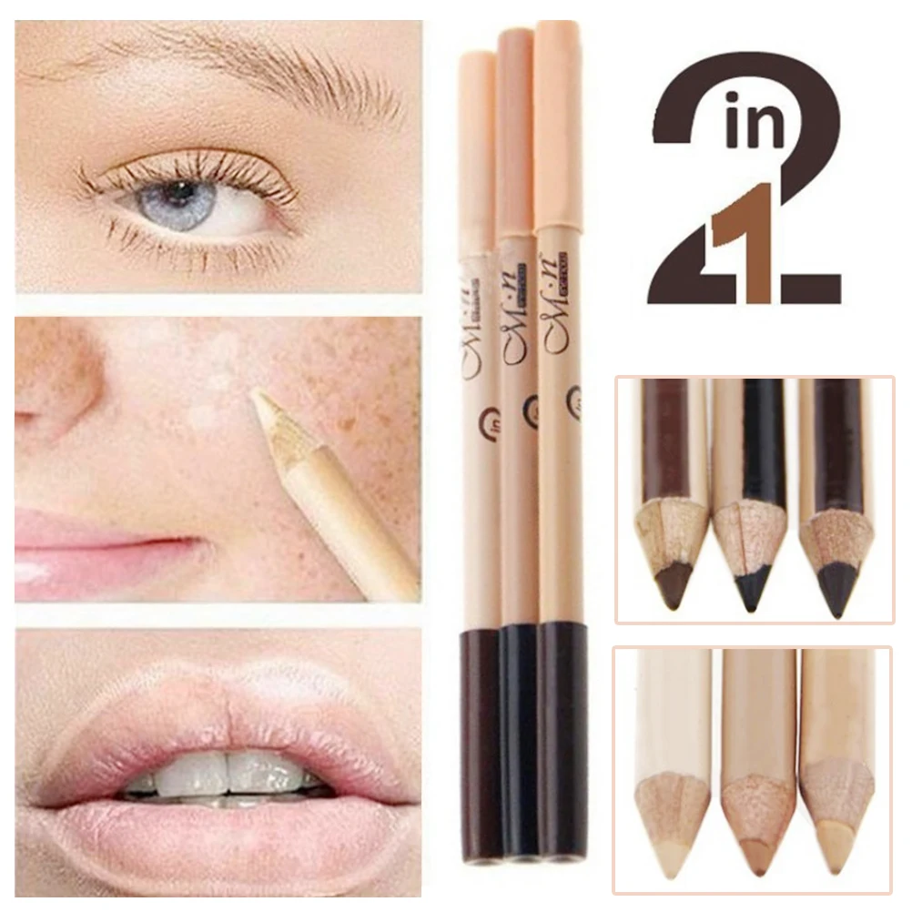 

2019 2 in 1 Professional Make Up Eyebrow Pencil Color Corrector Double-ended Waterproof Concealer Eyebrow Pen Makeup Cosmetics