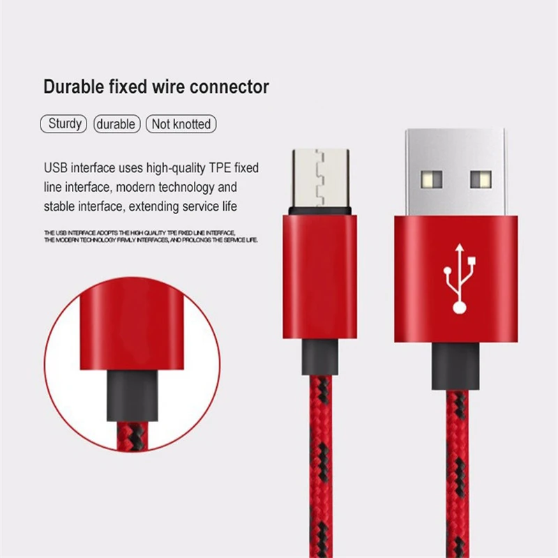  Geflecht USB Daten Kabel für iPhone X 8 7 6s Plus 2A Micro USB Typ C Schnelle Lade Ladung kabel für