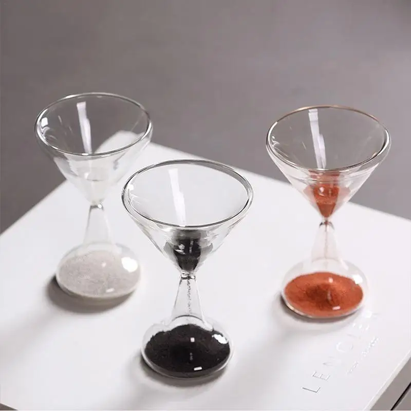 

AUGKUN 1PC Creative Wine Red Wine Glass Modeling Glass Hourglass 1 Minute Timer Home Study Desktop Soft Furnishings