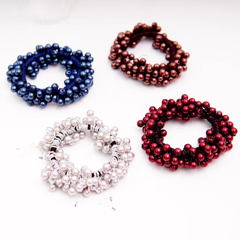 

Fashion Pearls Bead hair ties elastic hair rope hairband girls hair rings for women Ponytail holder Scrunchy Hair Accessories