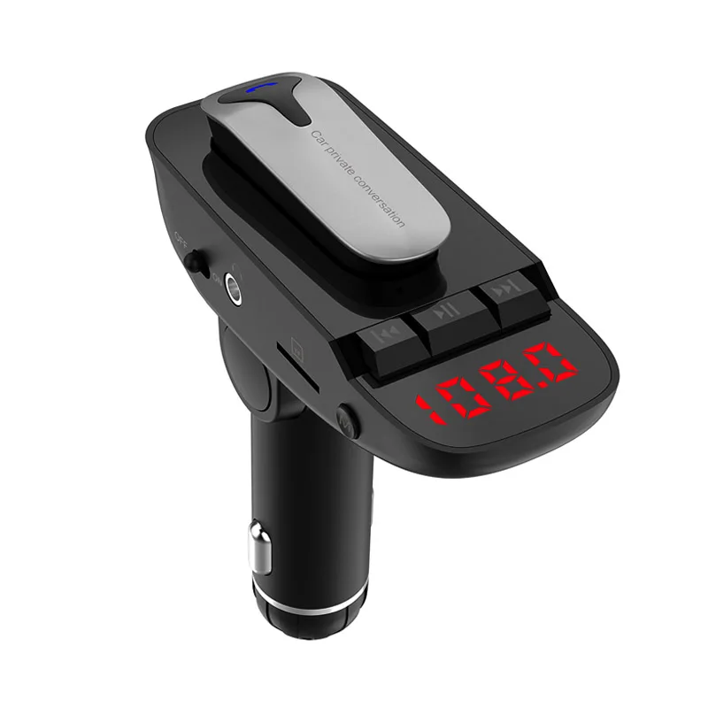 ER9 Bluetooth Wireless Earphone Hands Free MP3 Adapter car FM Transmitter Headset In ear Cigarette Lighter Plug Kit USB Charging
