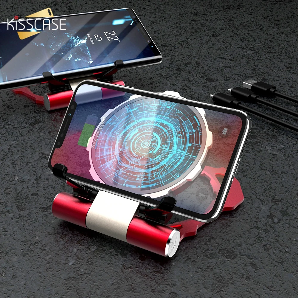 

KISSCASE Wireless Charger For iPhone XR XS Max X Iron Man QI Wireless Charger For Samsung S9 S8 Note 9 8 Fast Charging Holder