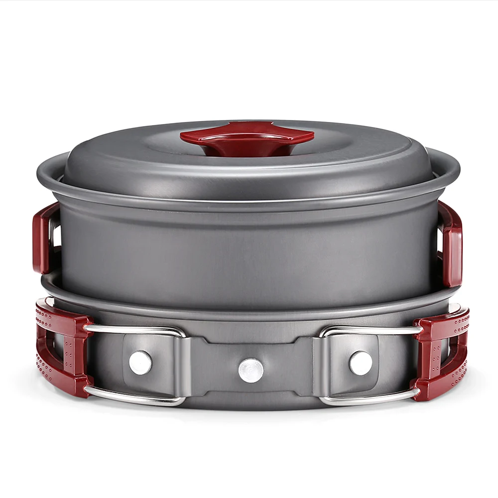 

7pcs 1 - 2 People Portable Outdoor Tableware Camping Hiking Aluminum Cookware Cooking Picnic Bowl Pot Pan Kits