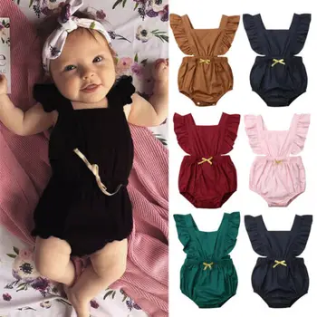 

Newborn Baby Girl Summer Halter Sleeveless Bodysuit Backless Jumpsuit Outfits Sunsuit Clothes