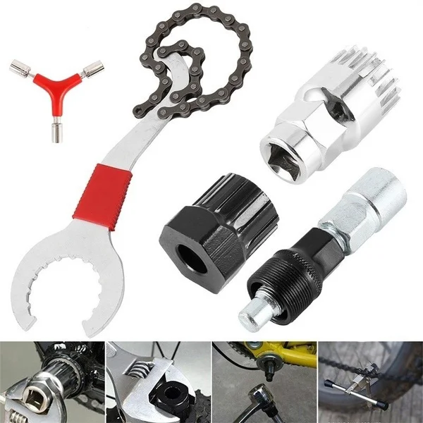 Bicycle Chain Remover/ Holder Remover/ Freewheel Remover/ Crank Remover Puller/Bicycle Wrench Bike Repairing Tools Kit