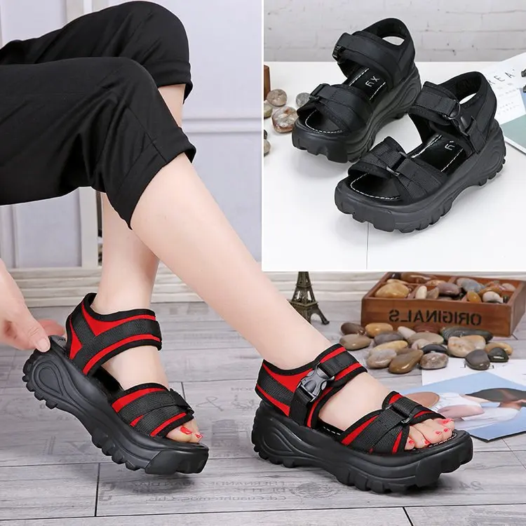 Women's Sandals 2019 Summer 8 Cm Heel Sandals For Women Chunky Sandal Wedge Roman Platform Shoes Peep-toe Sandals