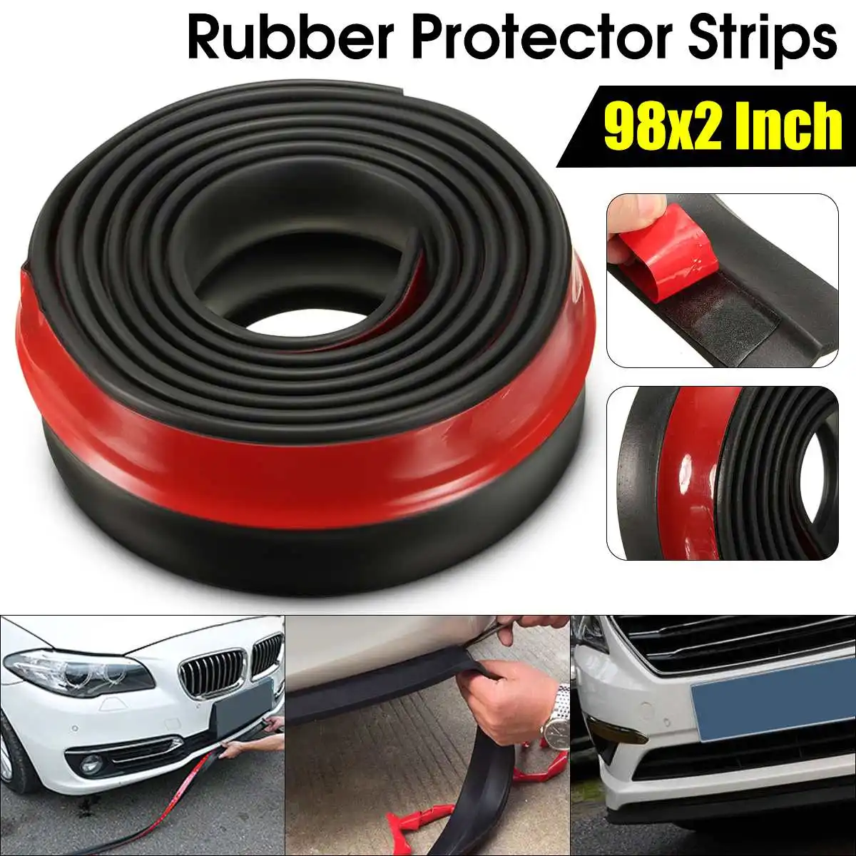 

New 98 inch 2.5M Front Bumper Rubber Protector Lip Splitter Body Spoiler Universal Car styling Multi deflector