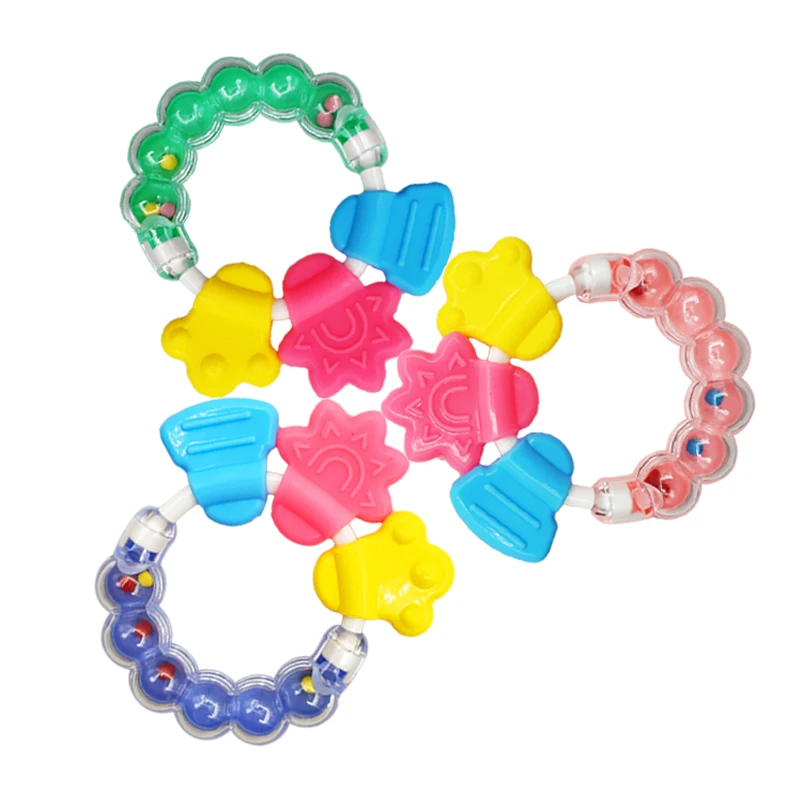 

1pc Baby Teether Educational Mobiles Toys Teeth Biting Toddle Baby Rattle Toy Bed Bell Silicone Handbell Jingle Birthday Gifts