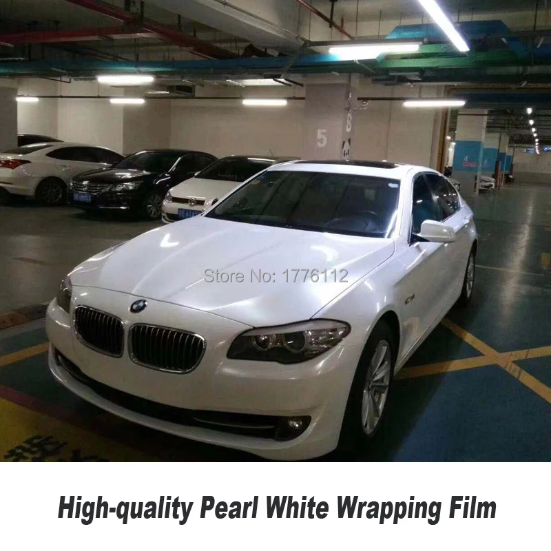 

White Glossy Pearl Vinyl Wrap white Gloss Film With Air Bubble Free Vehicle Stickers Foil High-quality glue 1.52x18m