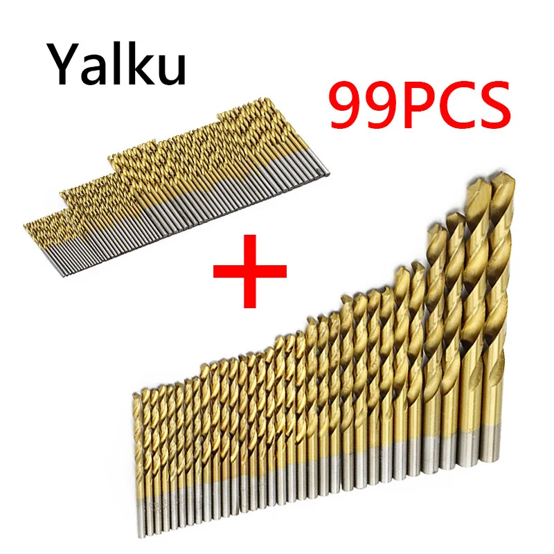 Yalku Micro Titanium Coated Twist Drill Bit High Speed Steel Split