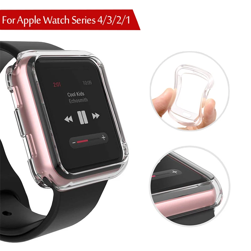

Transparent TPU Protective Case for Apple Watch Series 1/2/3 38MM 42MM Cover Screen Protector for iWatch Series 4 40MM 44MM