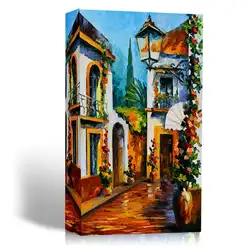 Оформлена домашний декор DIY холст стены Пейзаж дом, парусник, деревья, Эйфелева башня да картины маслом квадратный