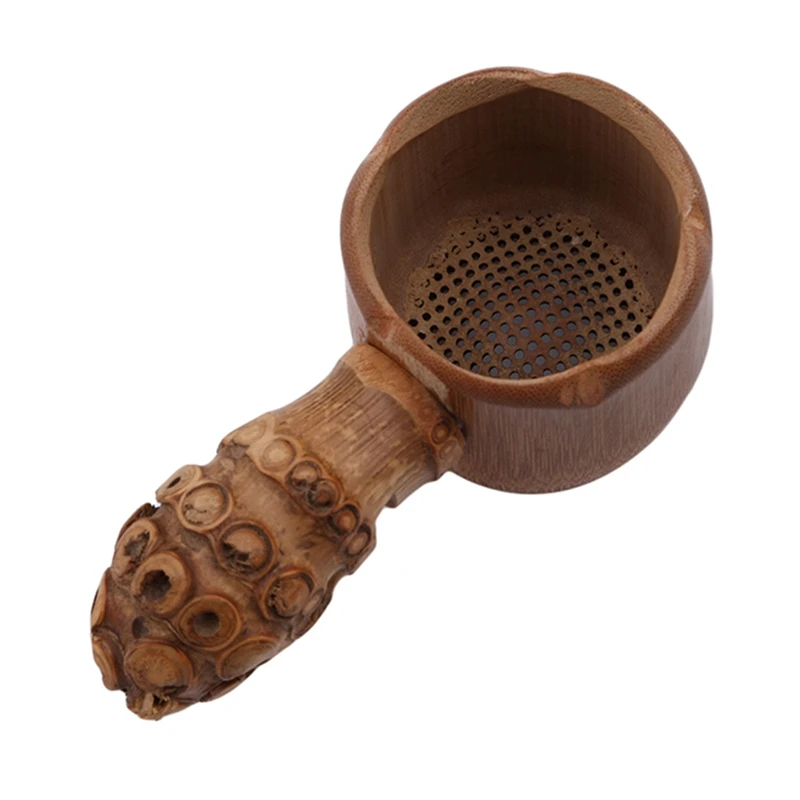 

Natural Bamboo Tea Filter Strainer With Handle Wooden Color Bamboo Tea Strainer Drinkware Tea Accessories