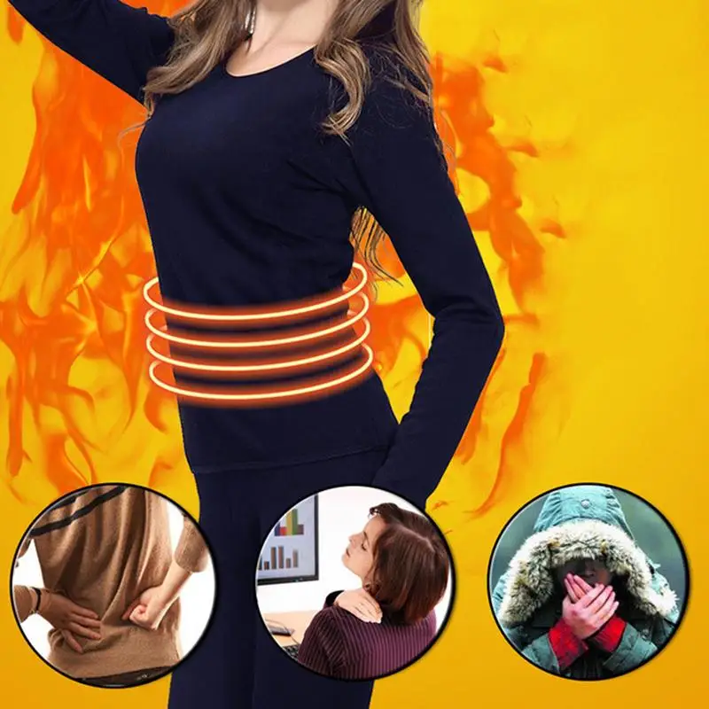 USB Men and Women Outdoor Camping Skiing Velvet Warm Smart Electric Thermal Underwear Carbon