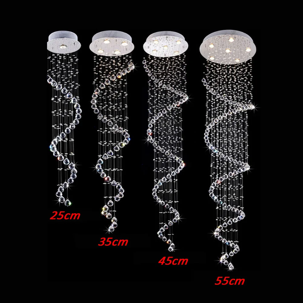 

Modern Luster Crystal Chandeliers Lighting Fitting Double Staircase LED for Foyer Dining Room Restaurant Decoration