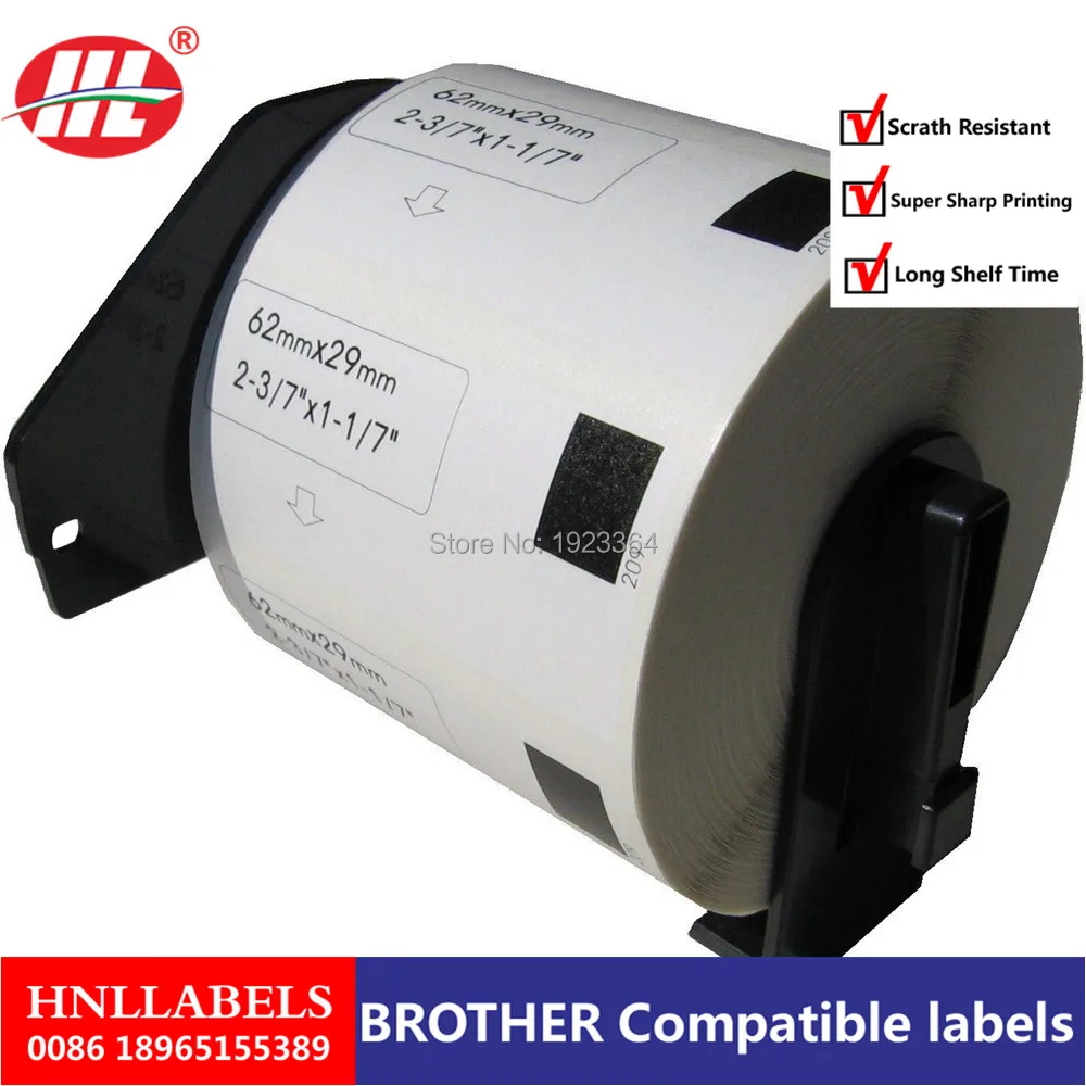 4X Rolls Brother Совместимые Этикетки Dk 11209 29X62 мм наклейки 1209 Dk11209 Dk1209 Тепловая маленькая
