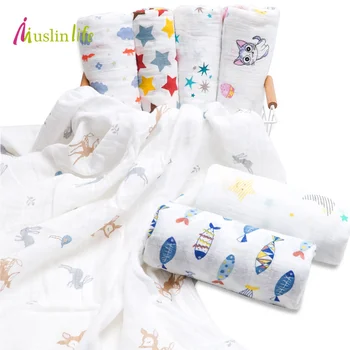 

Muslinlife Baby Cotton Blanket Muslin 100% Cotton Baby Swaddles Soft Newborn Blankets Bath Gauze Infant Wrap Stroller Blanket