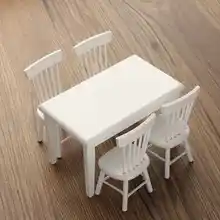1Set 1//12 Dollhouse Miniature Dining Table Chair Doll House Wooden Furniture ~QA